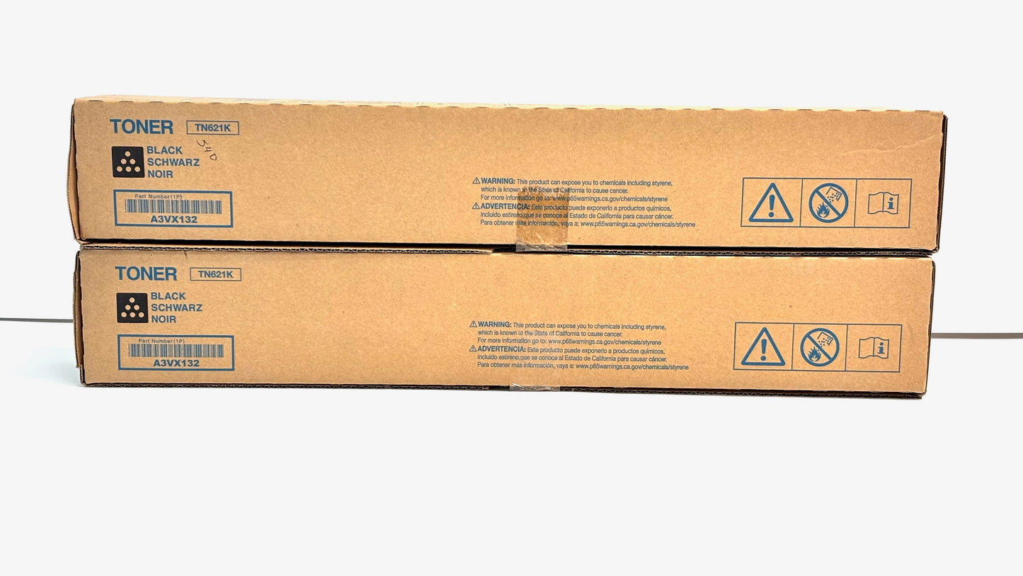 2 New Genuine Konica Minolta AccurioPress C83hc, BH C71hc Black Toners TN621K