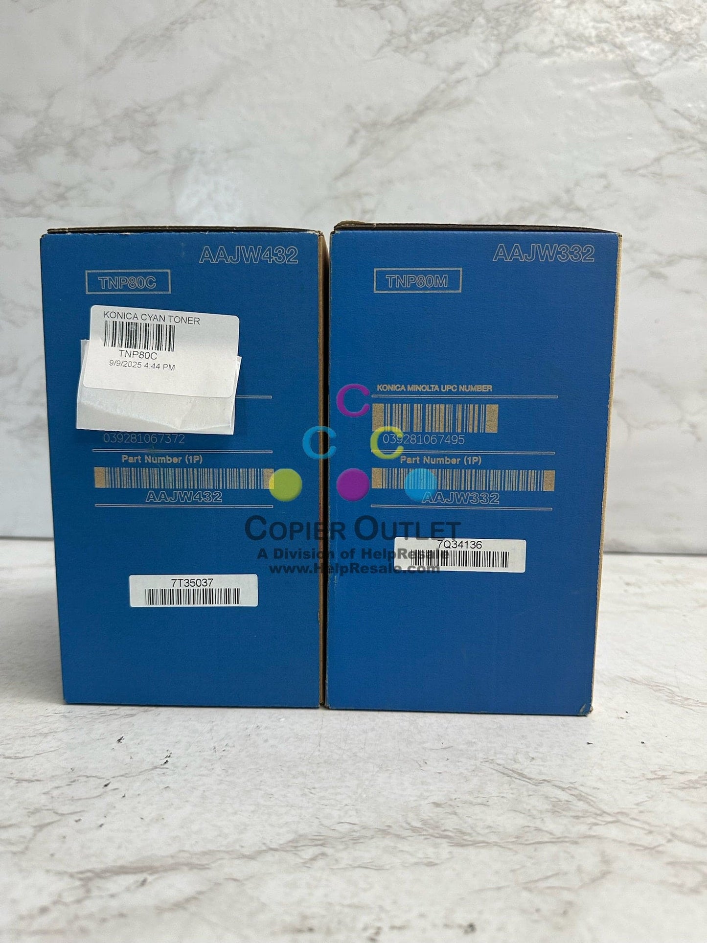 2 Genuine Konica Minolta BH C3320i, C3321i Cyan & Magenta Toners TNP80C, TNP80M