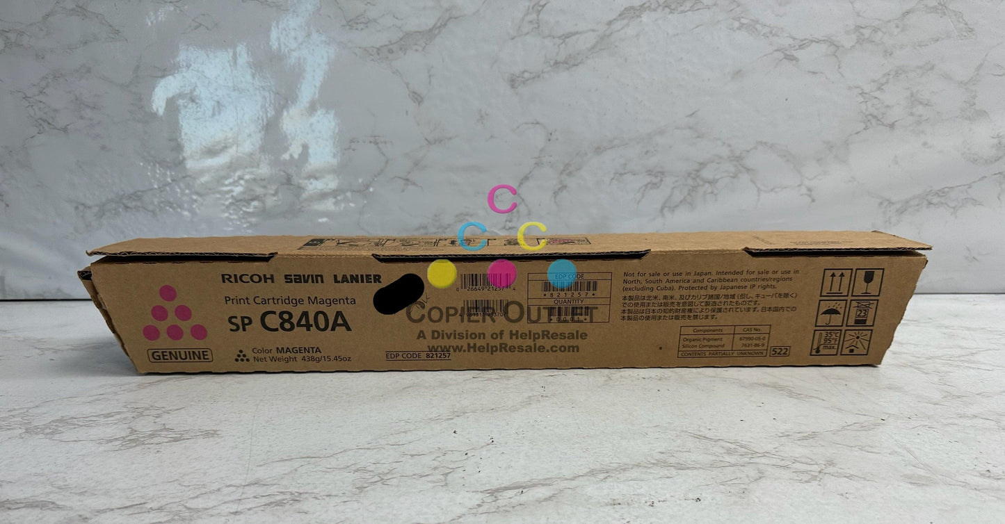 New Genuine Ricoh SP C840A,C842 Magenta Print Cartridge 821257 Same Day Shipping