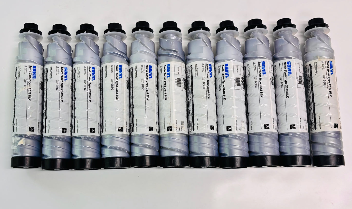 11 Genuine Savin 1505,1805,5515 Black Toners 888094, Type 2518, 9860