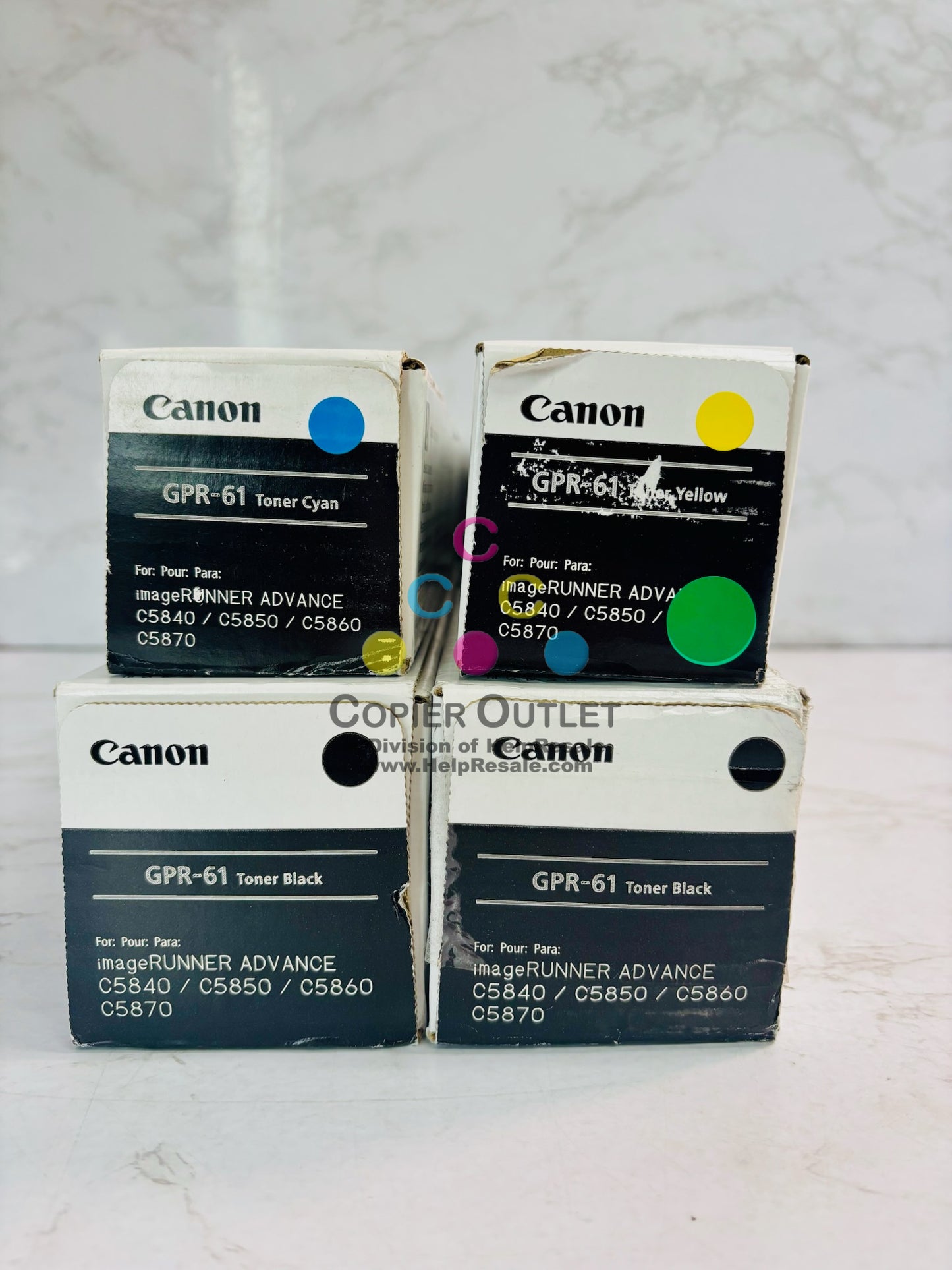 4 Genuine Canon iR Adv C5840i,C5850i Cyan,Yellow & Black Toner GPR-61 CYK