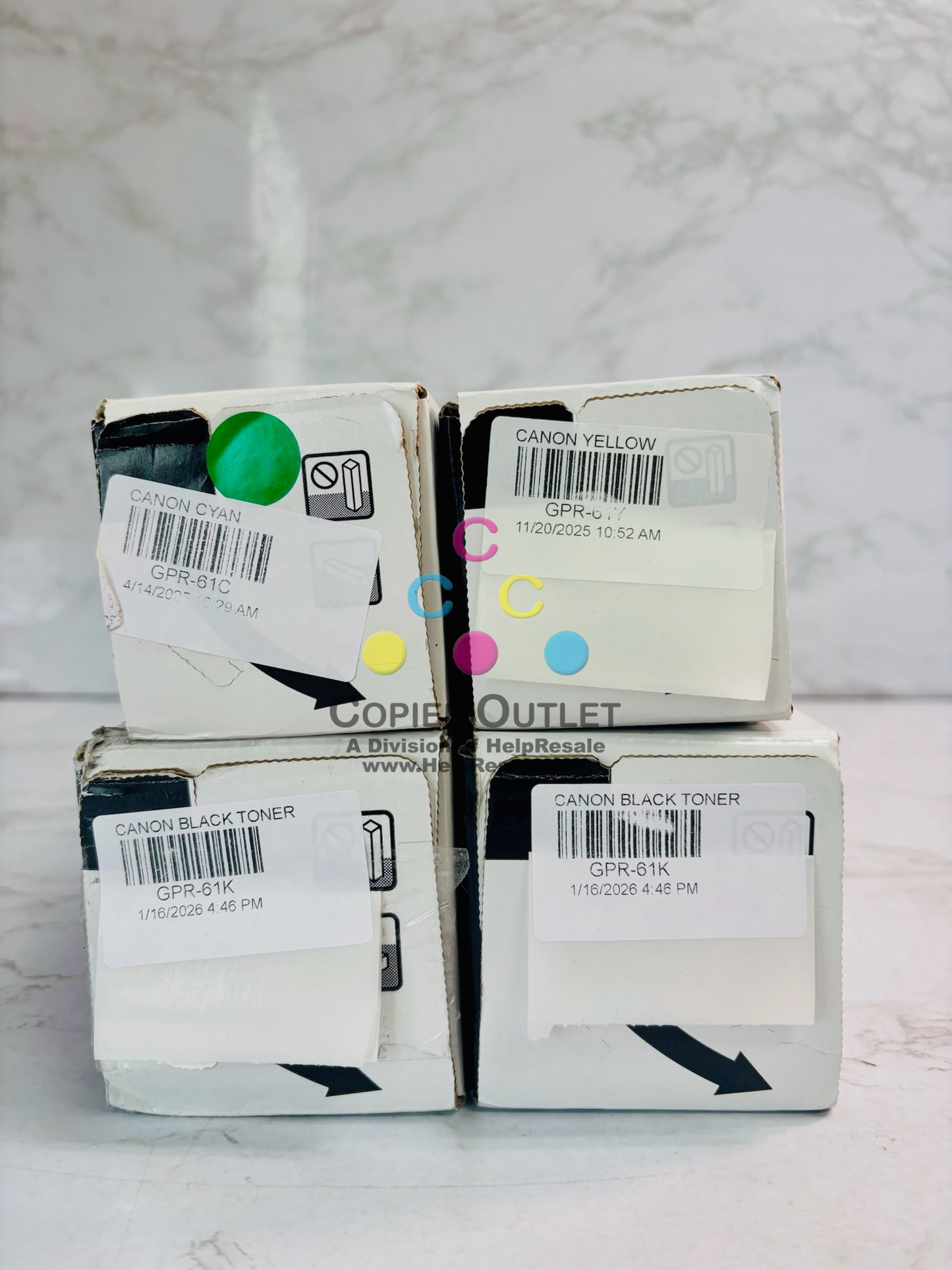 4 Genuine Canon iR Adv C5840i,C5850i Cyan,Yellow & Black Toner GPR-61 CYK