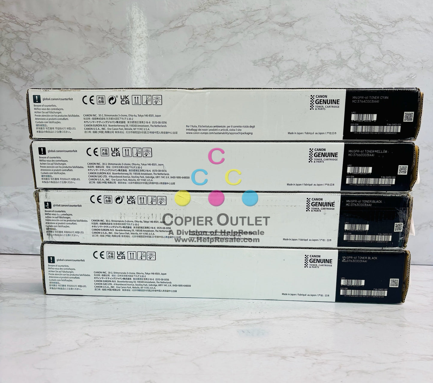 4 Genuine Canon iR Adv C5840i,C5850i Cyan,Yellow & Black Toner GPR-61 CYK