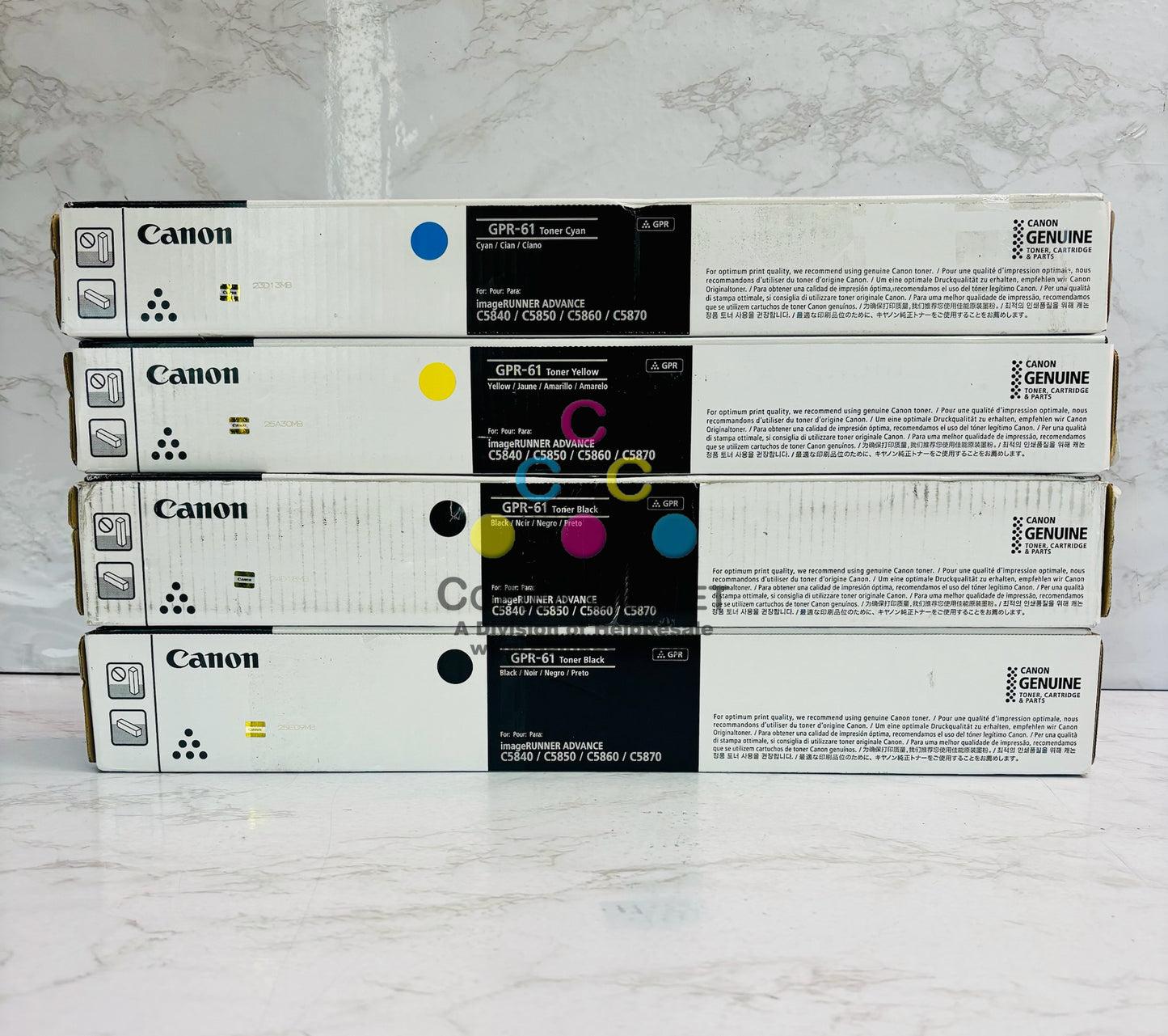 4 Genuine Canon iR Adv C5840i,C5850i Cyan,Yellow & Black Toner GPR-61 CYK