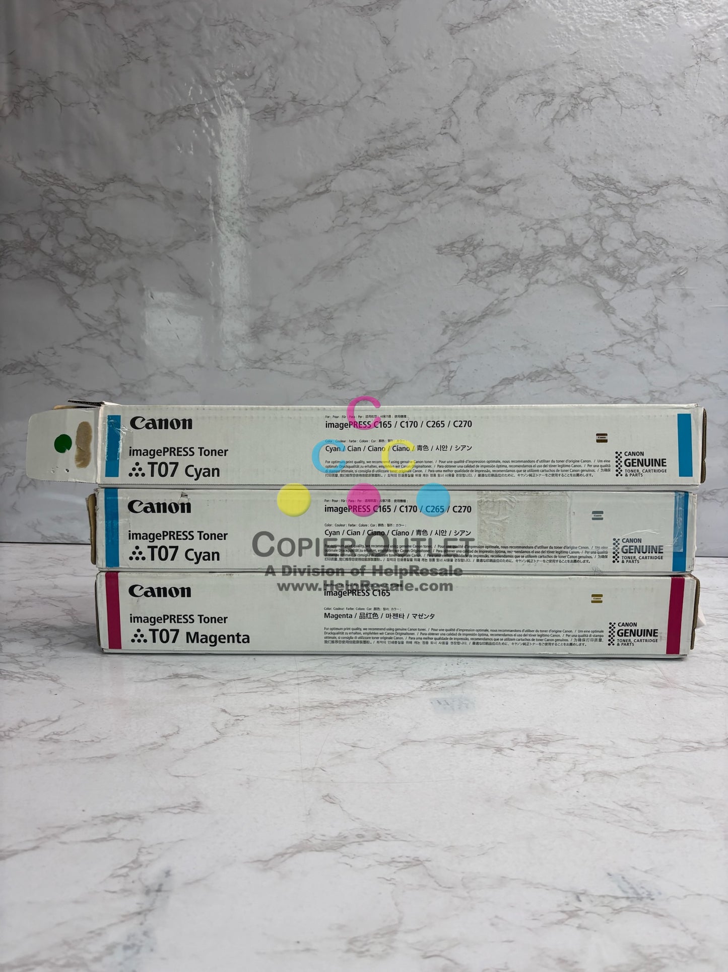3 Open Genuine Canon imagePRESS Lite C165,C170 Cyan & Magenta Toner T07 CM