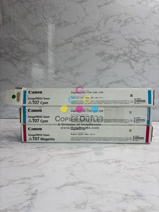 3 Open Genuine Canon imagePRESS Lite C165,C170 Cyan & Magenta Toner T07 CM