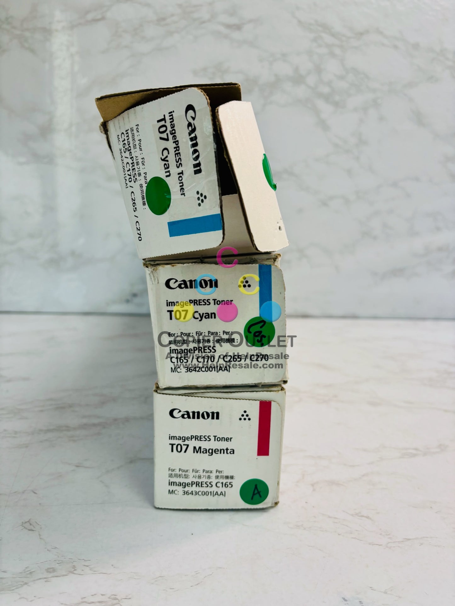 3 Open Genuine Canon imagePRESS Lite C165,C170 Cyan & Magenta Toner T07 CM
