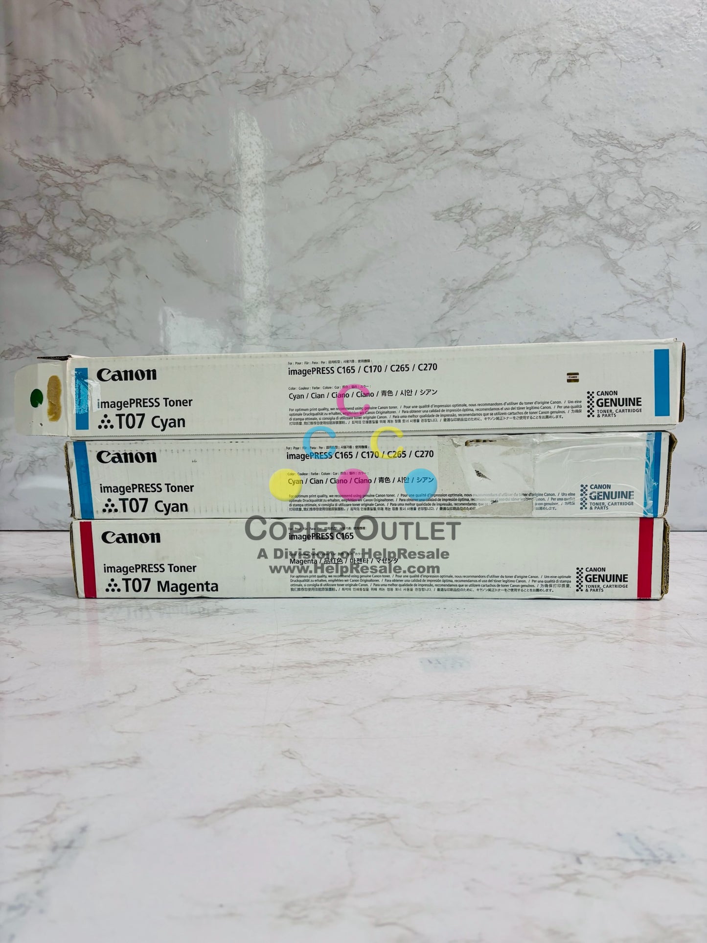 3 Open Genuine Canon imagePRESS Lite C165,C170 Cyan & Magenta Toner T07 CM