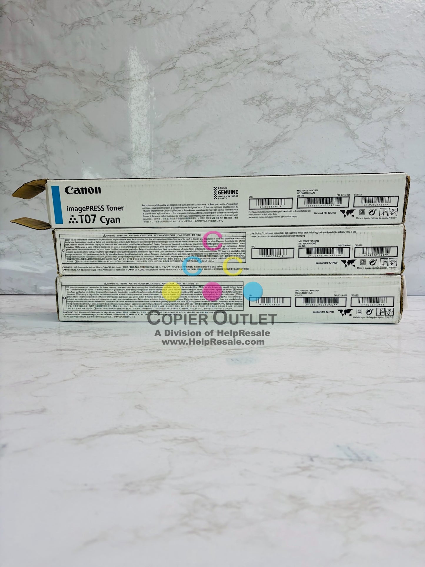 3 Open Genuine Canon imagePRESS Lite C165,C170 Cyan & Magenta Toner T07 CM