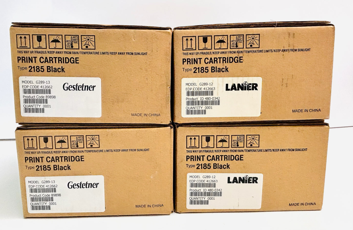 4 Genuine Gestetner, Lanier DSm520, AC122 Black Toners TYPE 2185, 412663, 412662