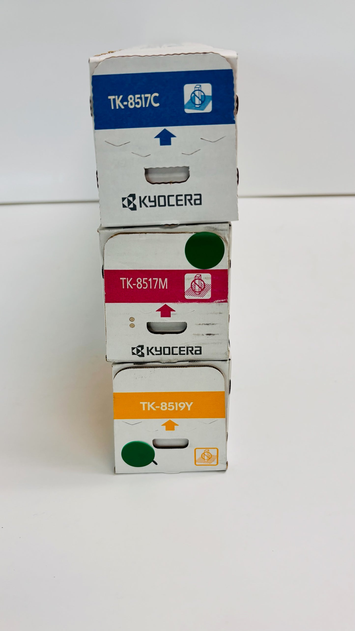 3 OEM Kyocera  5052ci, 5053ci Cyan, Mag, Yellow Toners TK-8517C,M TK-8519Y