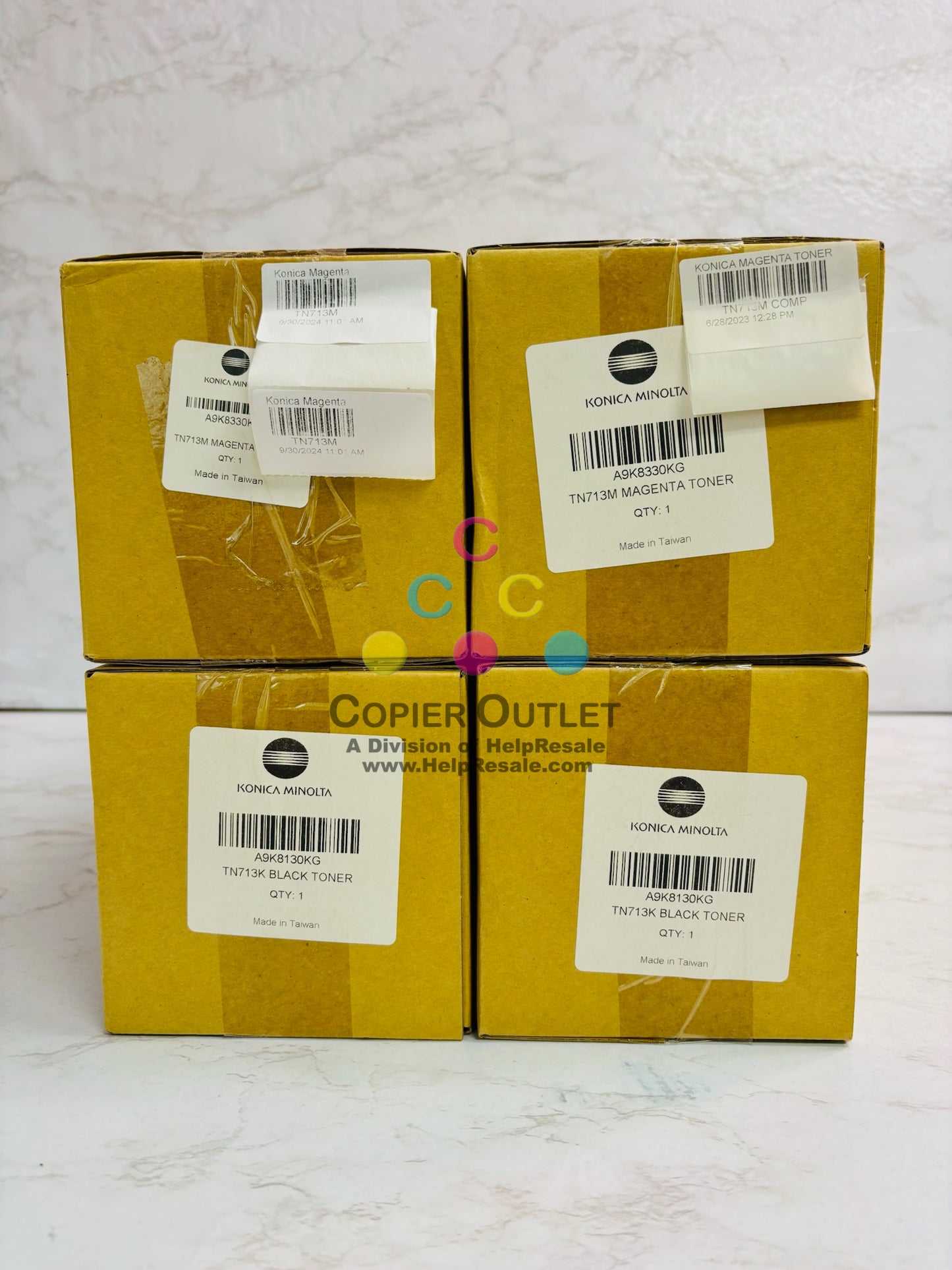 4 Unbranded Konica Minolta  C659, C759 Magenta & Black Toners TN713 MMKK