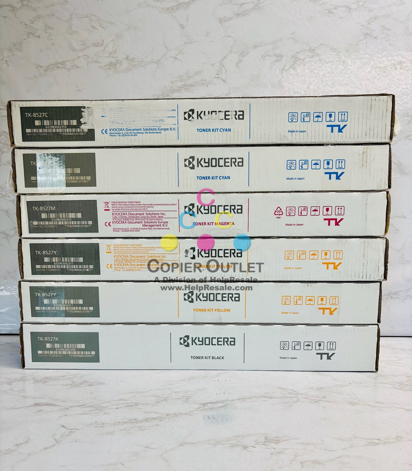 6 OEM Kyocera TASKalfa 3552ci,3553c Cyan, Mag, Yellow & Black Toner TK-8527 CMYK