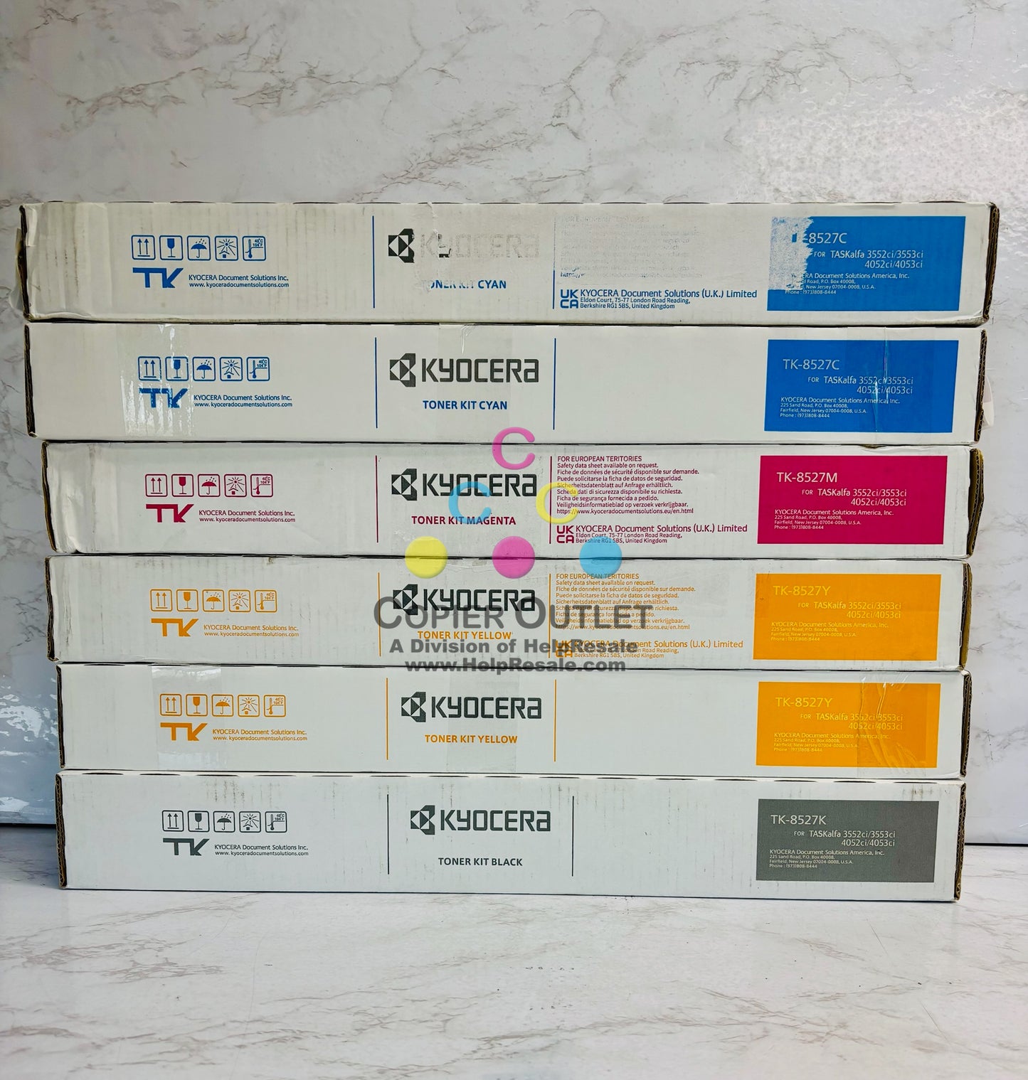 6 OEM Kyocera TASKalfa 3552ci,3553c Cyan, Mag, Yellow & Black Toner TK-8527 CMYK