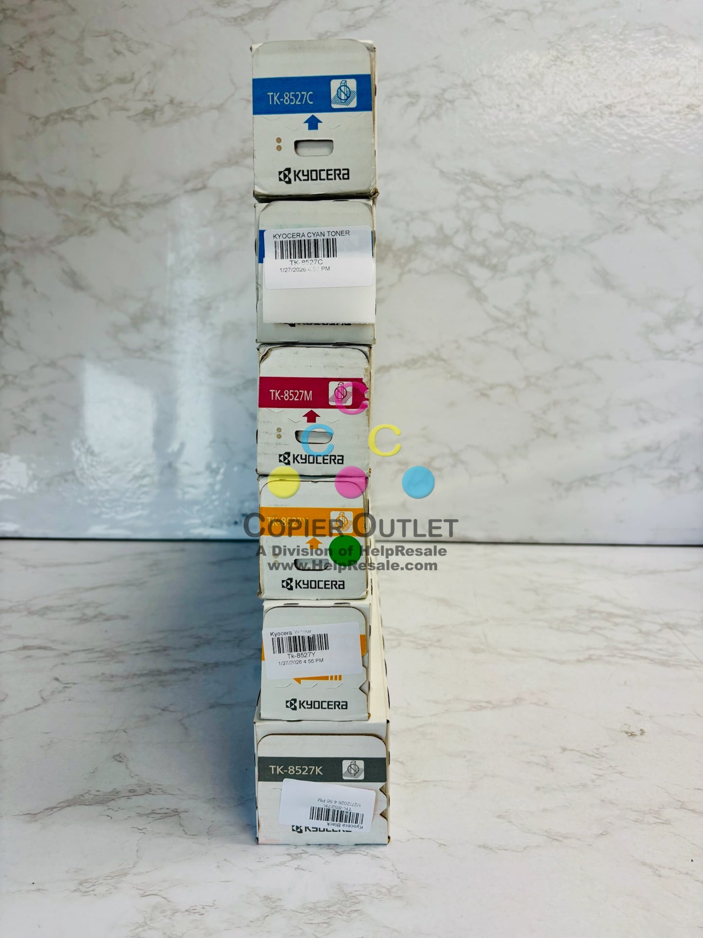 6 OEM Kyocera TASKalfa 3552ci,3553c Cyan, Mag, Yellow & Black Toner TK-8527 CMYK
