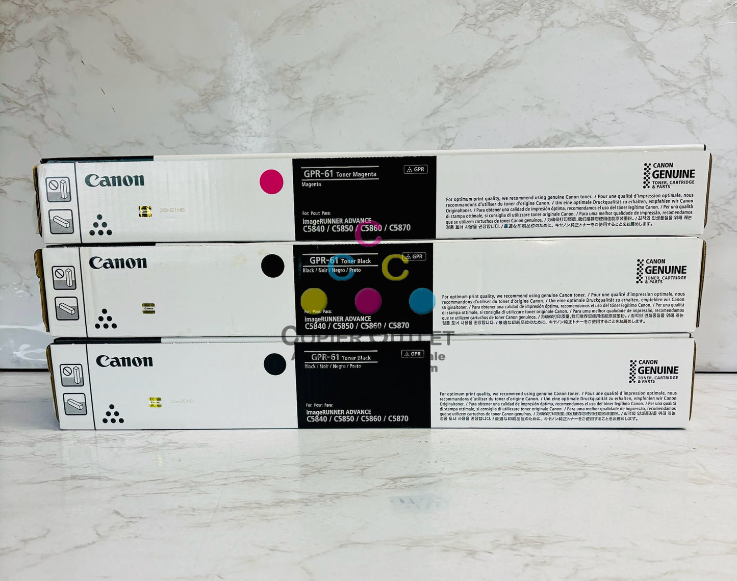 3 Genuine Canon iR Advance C5840i,C5850i Magenta & Black Toner GPR-61 MKK
