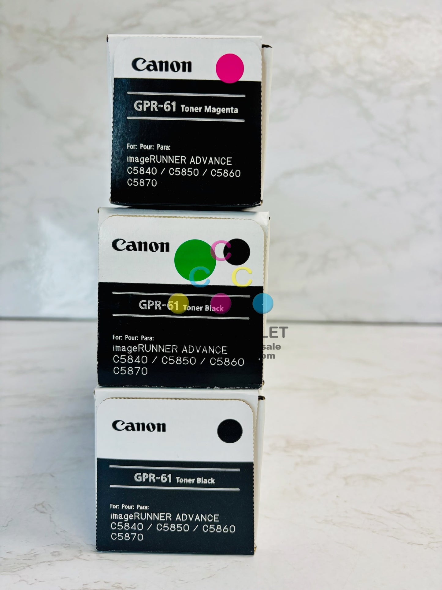 3 Genuine Canon iR Advance C5840i,C5850i Magenta & Black Toner GPR-61 MKK