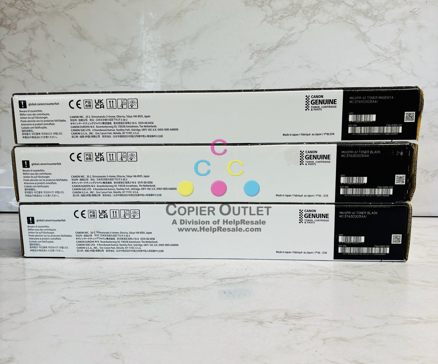 3 Genuine Canon iR Advance C5840i,C5850i Magenta & Black Toner GPR-61 MKK