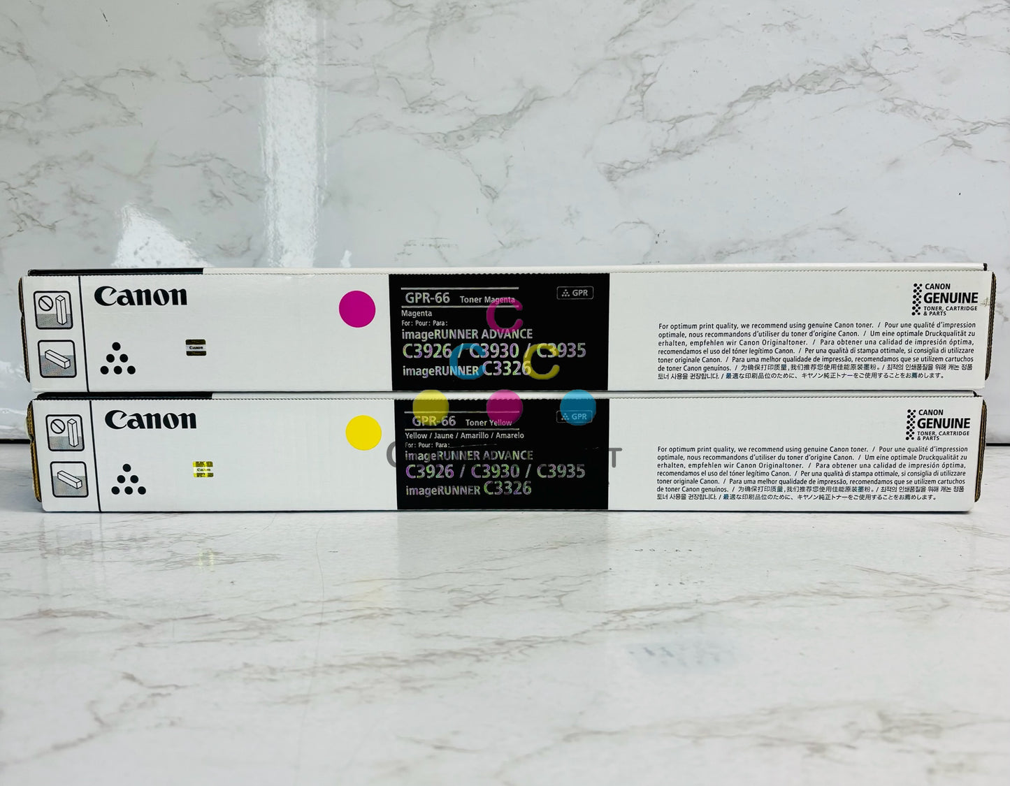 2 Genuine Canon iR Adv C3926,C3930,C3935 Magenta & Yellow Toners GPR-66 MY