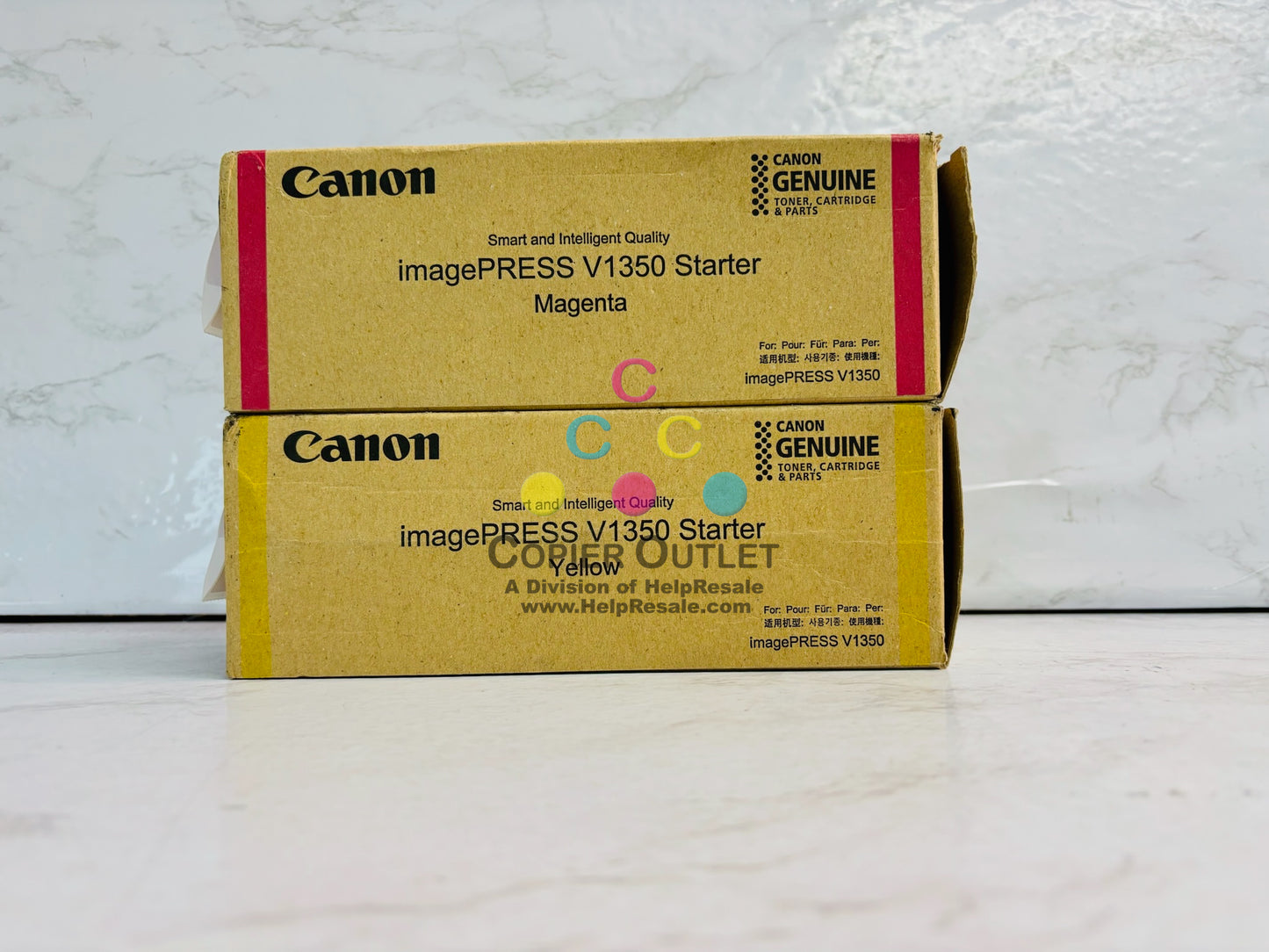 2 Genuine Canon imagePress V1350 Magenta & Yellow Starter 5920C001,5921C001 MY