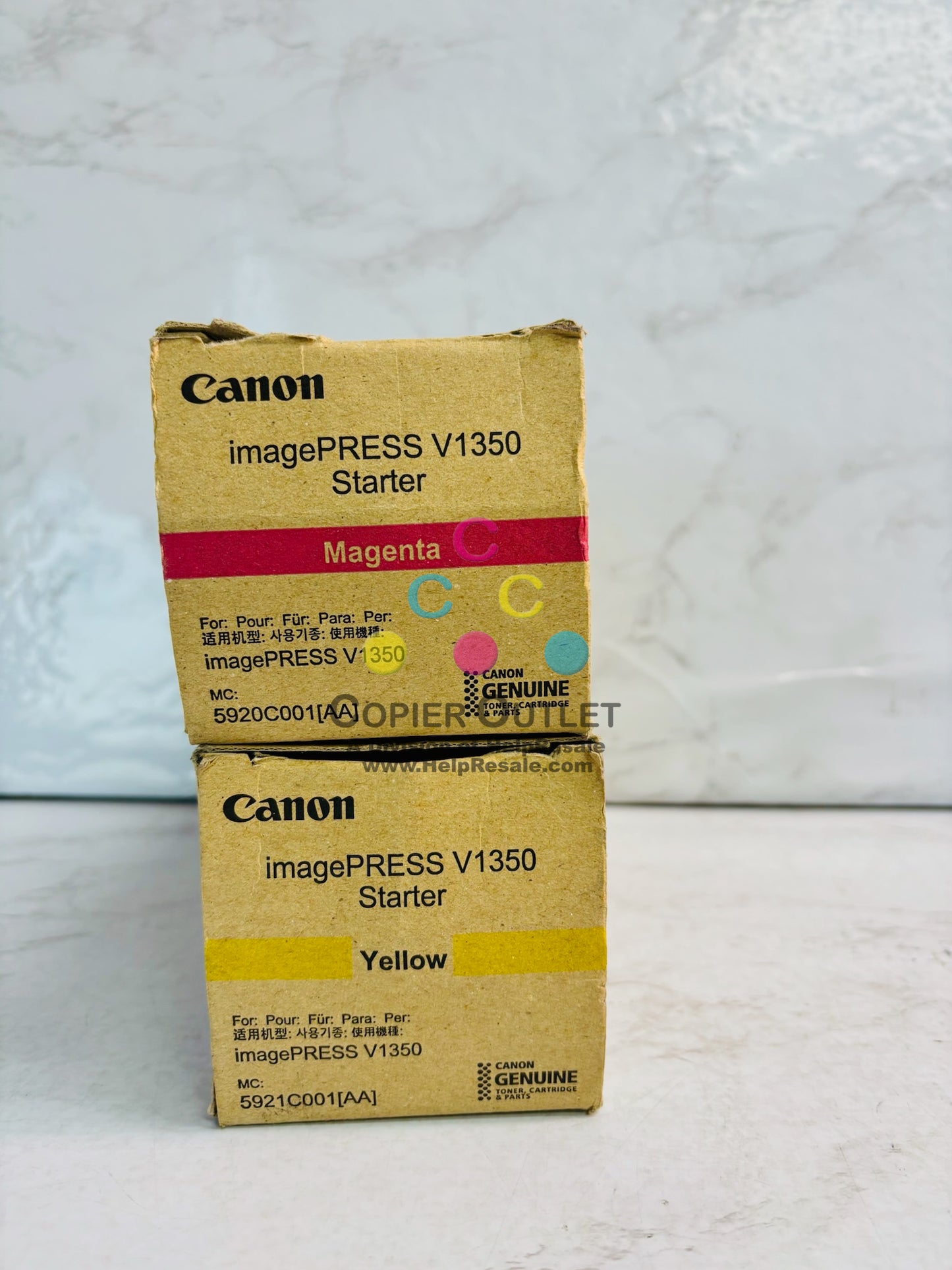 2 Genuine Canon imagePress V1350 Magenta & Yellow Starter 5920C001,5921C001 MY