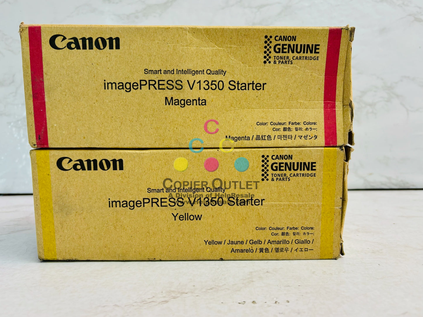 2 Genuine Canon imagePress V1350 Magenta & Yellow Starter 5920C001,5921C001 MY