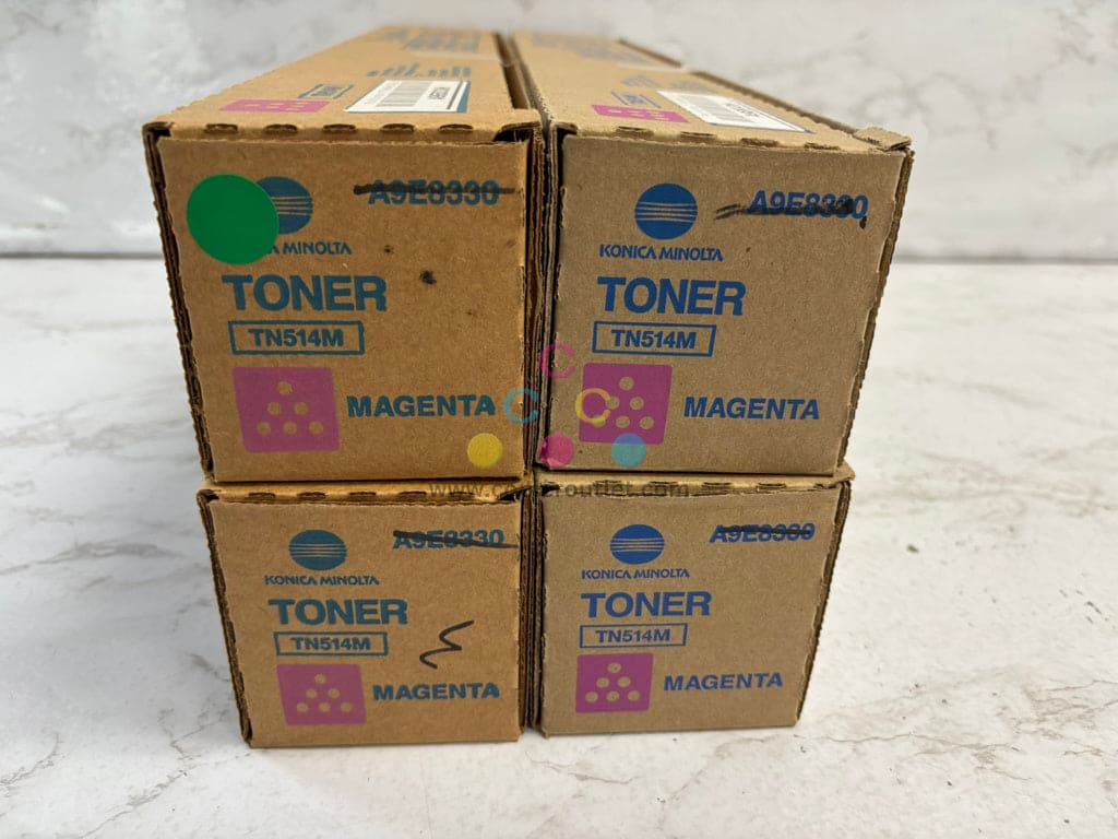 4 OEM Konica Minolta bizhub C458,C558,C658 TN514M Low yield Magenta Toners 8.8oz