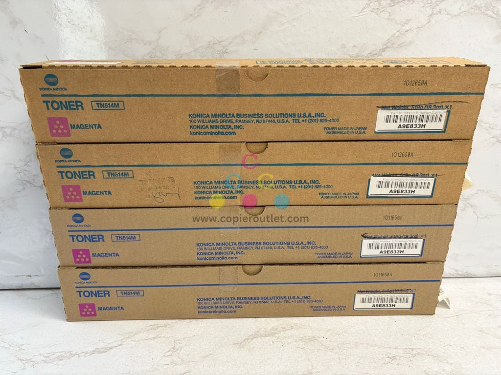 4 OEM Konica Minolta bizhub C458,C558,C658 TN514M Low yield Magenta Toners 8.8oz