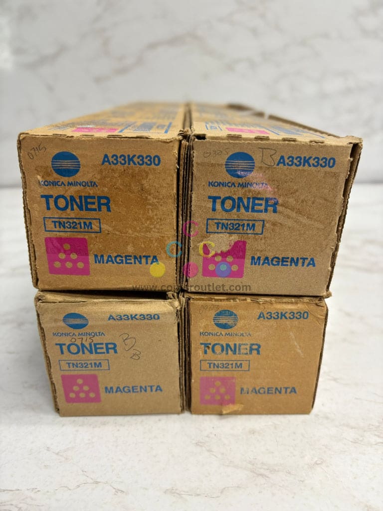 4 New OEM Konica Minolta C224,C224e,C284,C364 TN321 Magenta Toners TN321M - A33K330