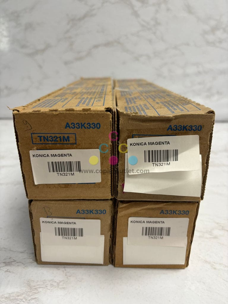 4 New OEM Konica Minolta C224,C224e,C284,C364 TN321 Magenta Toners TN321M - A33K330