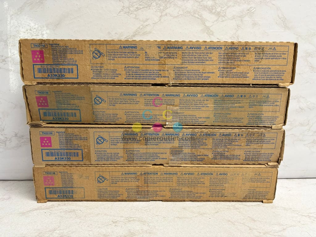 4 New OEM Konica Minolta C224,C224e,C284,C364 TN321 Magenta Toners TN321M - A33K330