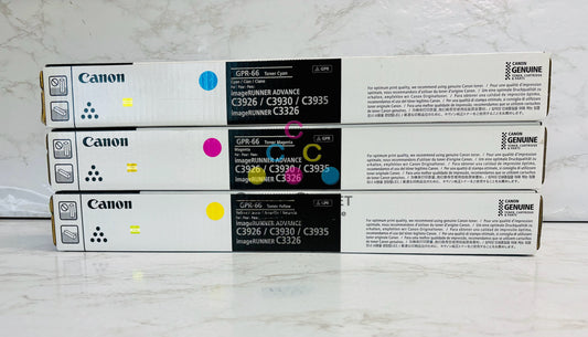 3 Genuine Canon iR Adv C3926,C3930 Cyan, Magenta & Yellow Toners GPR-66 CMY