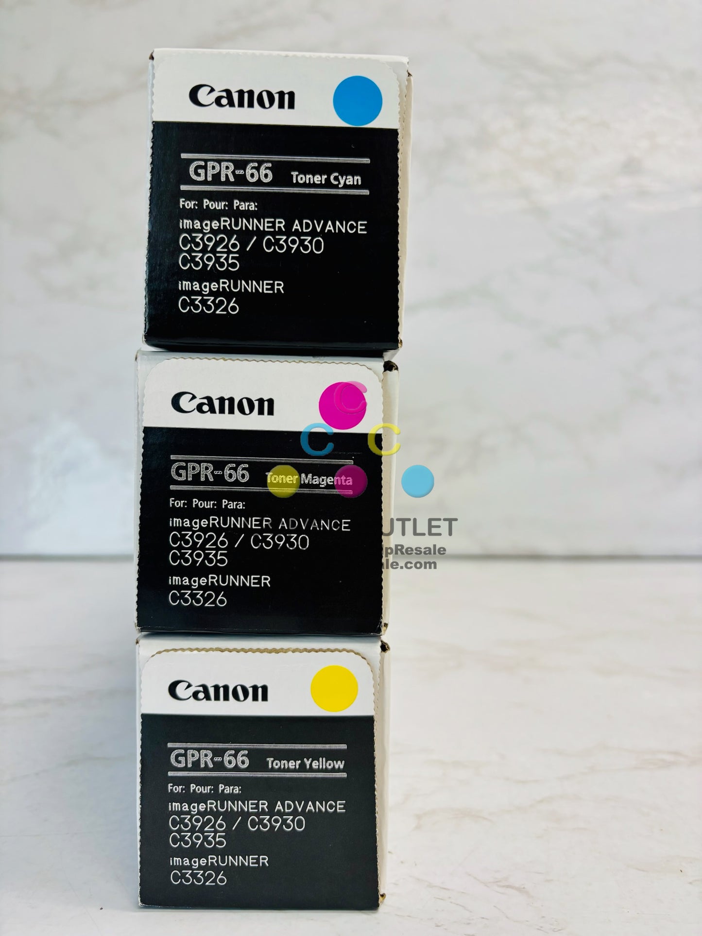 3 Genuine Canon iR Adv C3926,C3930 Cyan, Magenta & Yellow Toners GPR-66 CMY