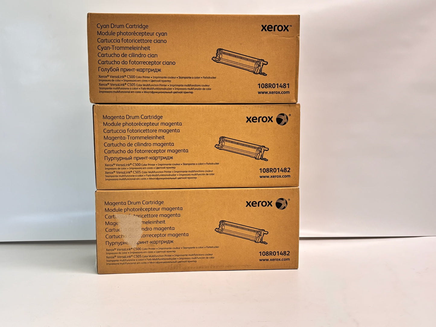 3 Cosmetic Genuine Xerox C500,C505 Cyan & Magenta Drum unit 108R01481, 108R01482