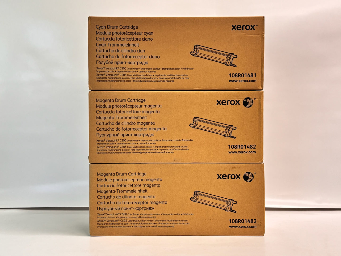 3 Cosmetic Genuine Xerox C500,C505 Cyan & Magenta Drum unit 108R01481, 108R01482