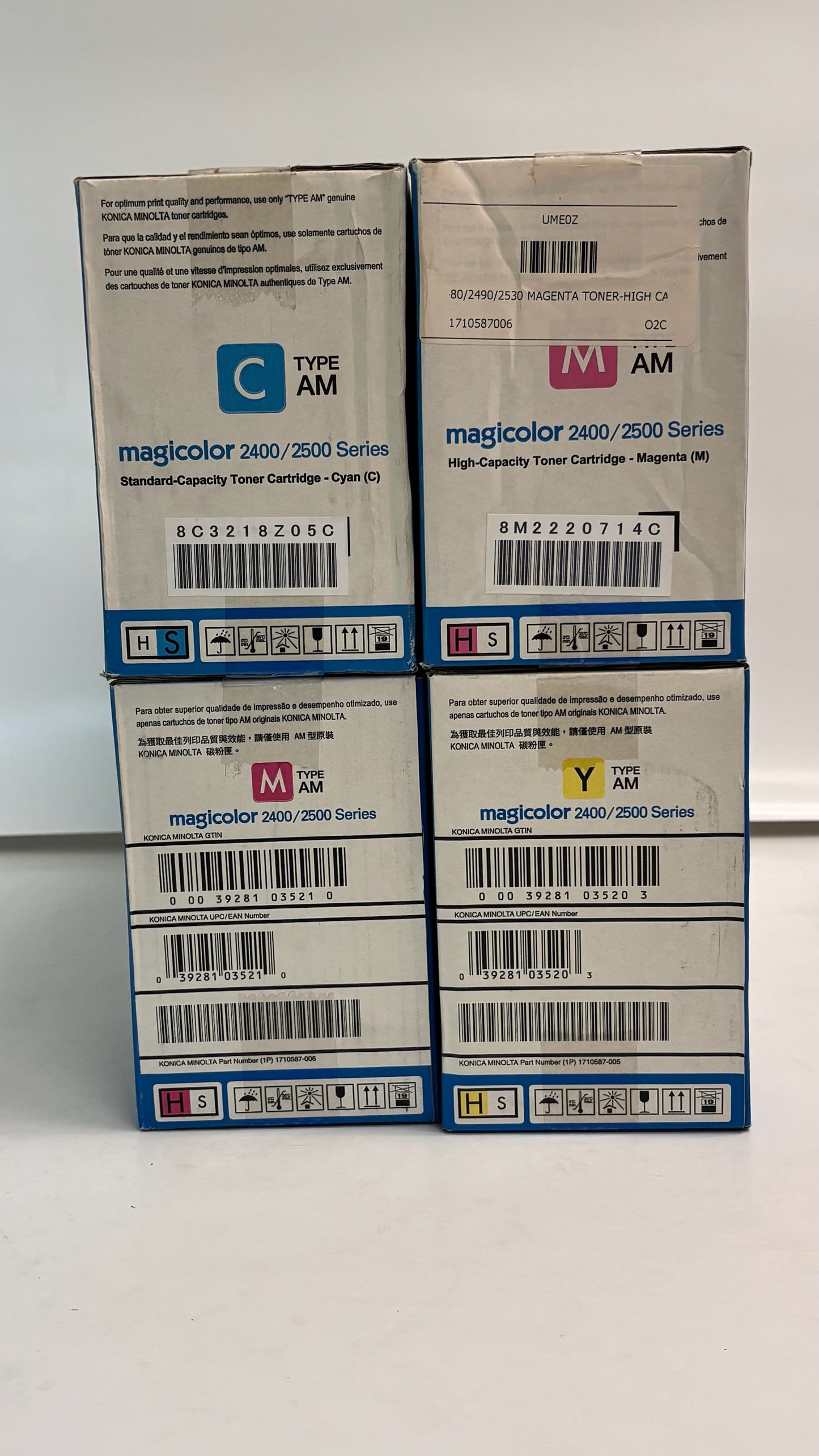 4 OEM Konica Magicolor 2400 Cyan, Magenta, & Yellow Toners 1710587-003,005,006