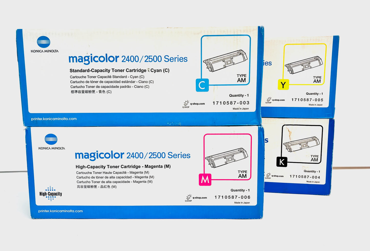 4 OEM Konica Magicolor 2400 Cyan, Mag, Yel & Black Toners 1710587-003,04,05,06