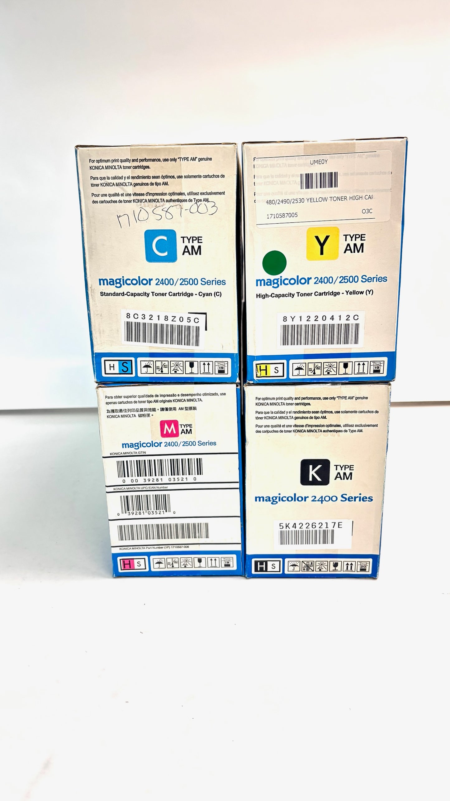 4 OEM Konica Magicolor 2400 Cyan, Mag, Yel & Black Toners 1710587-003,04,05,06