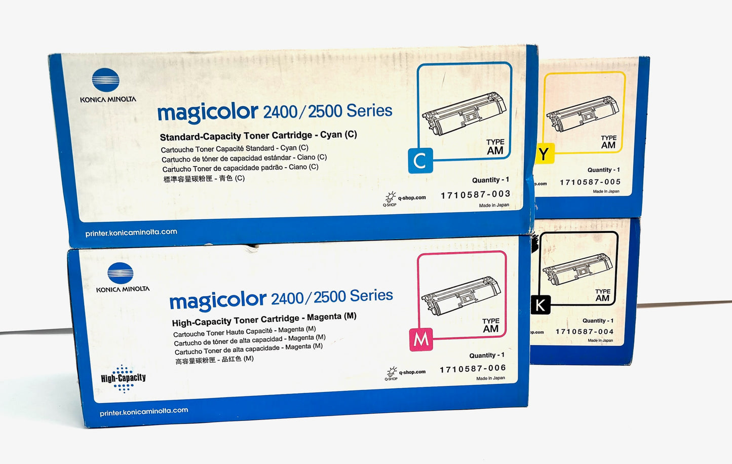 4 OEM Konica Magicolor 2400 Cyan, Mag, Yel & Black Toners 1710587-003,04,05,06