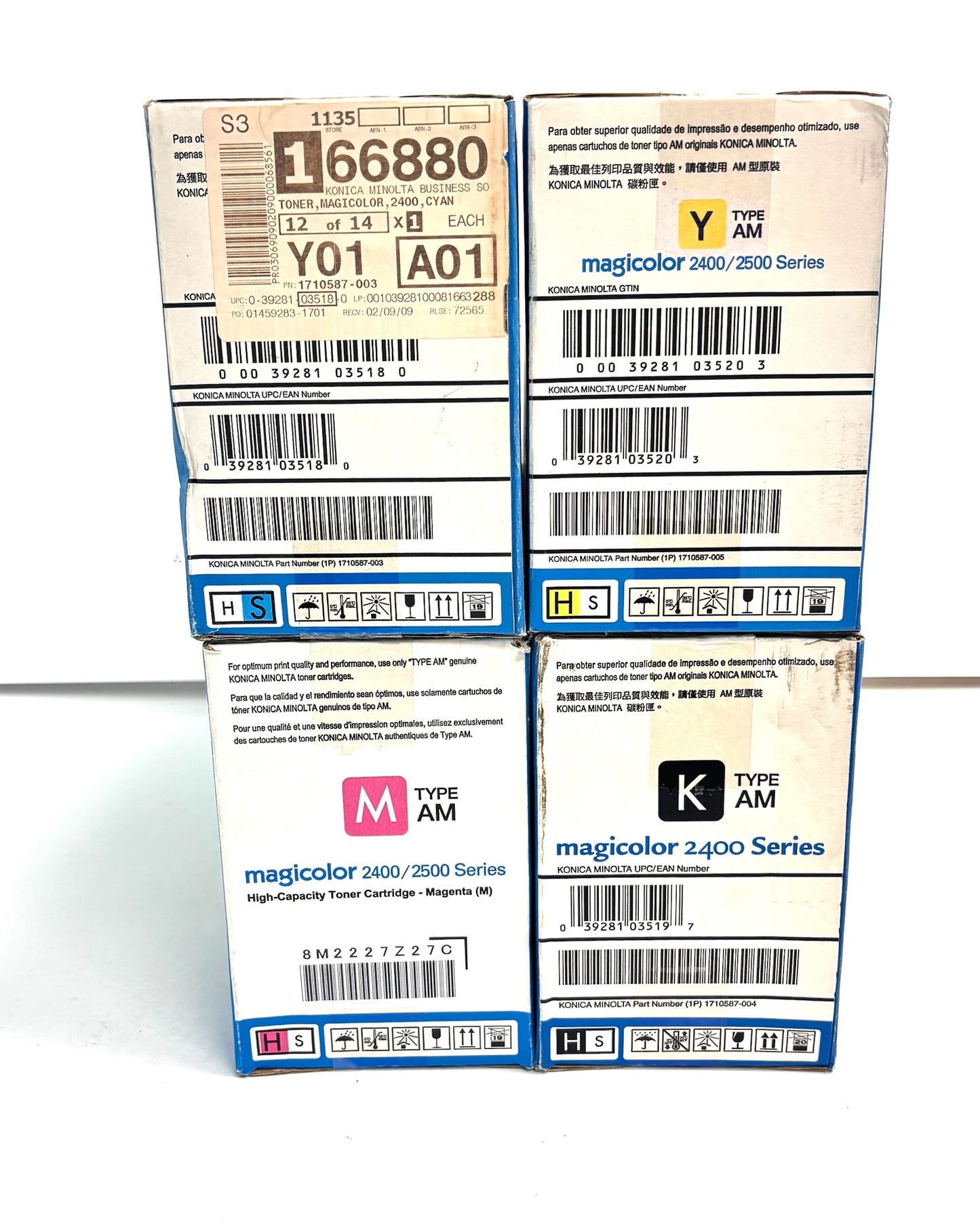 4 OEM Konica Magicolor 2400 Cyan, Mag, Yel & Black Toners 1710587-003,04,05,06