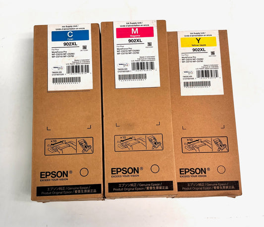 5 Genuine Epson 902XL WF-C5210 Cyan, Magenta & Yellow Inks T902XL220,320,420