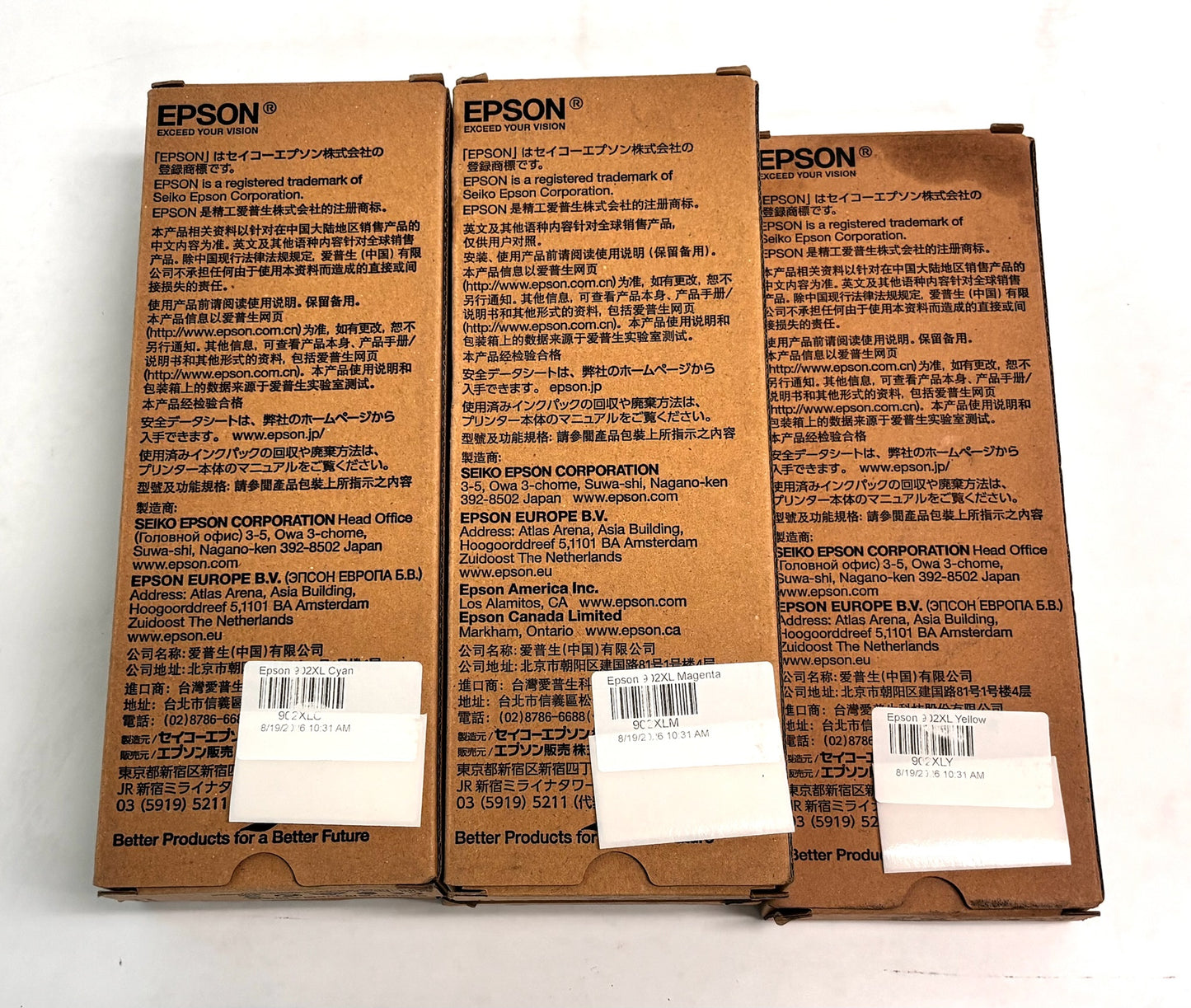5 Genuine Epson 902XL WF-C5210 Cyan, Magenta & Yellow Inks T902XL220,320,420