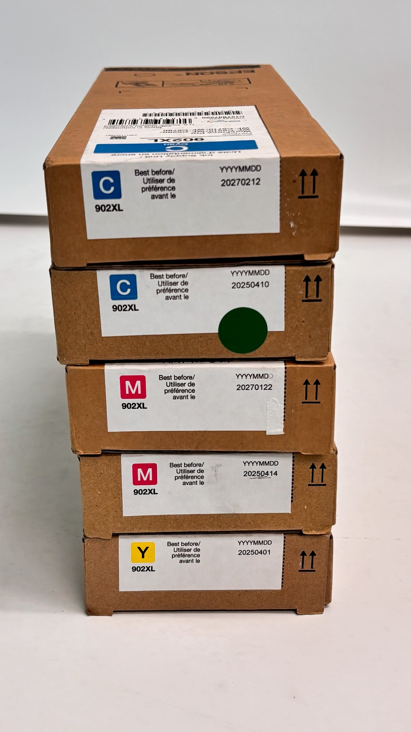 5 Genuine Epson 902XL WF-C5210 Cyan, Magenta & Yellow Inks T902XL220,320,420