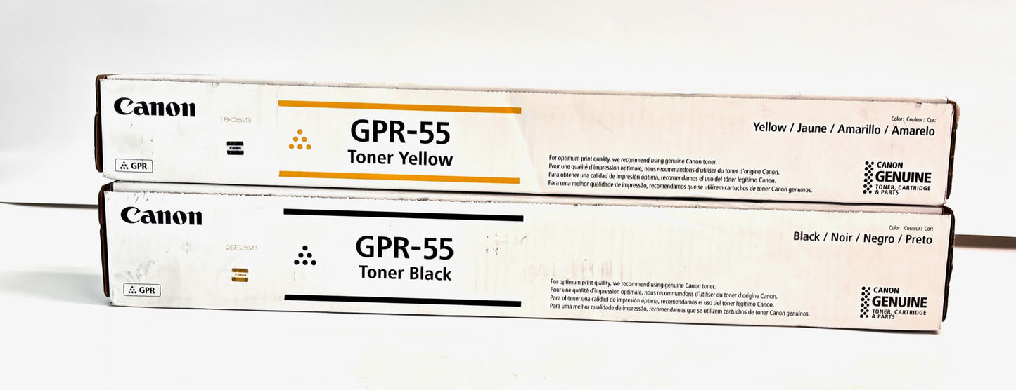 2 Genuine Canon iRA C5535,C5540,C5550,C5560 Yellow & Black Toners GPR55Y, GPR55K