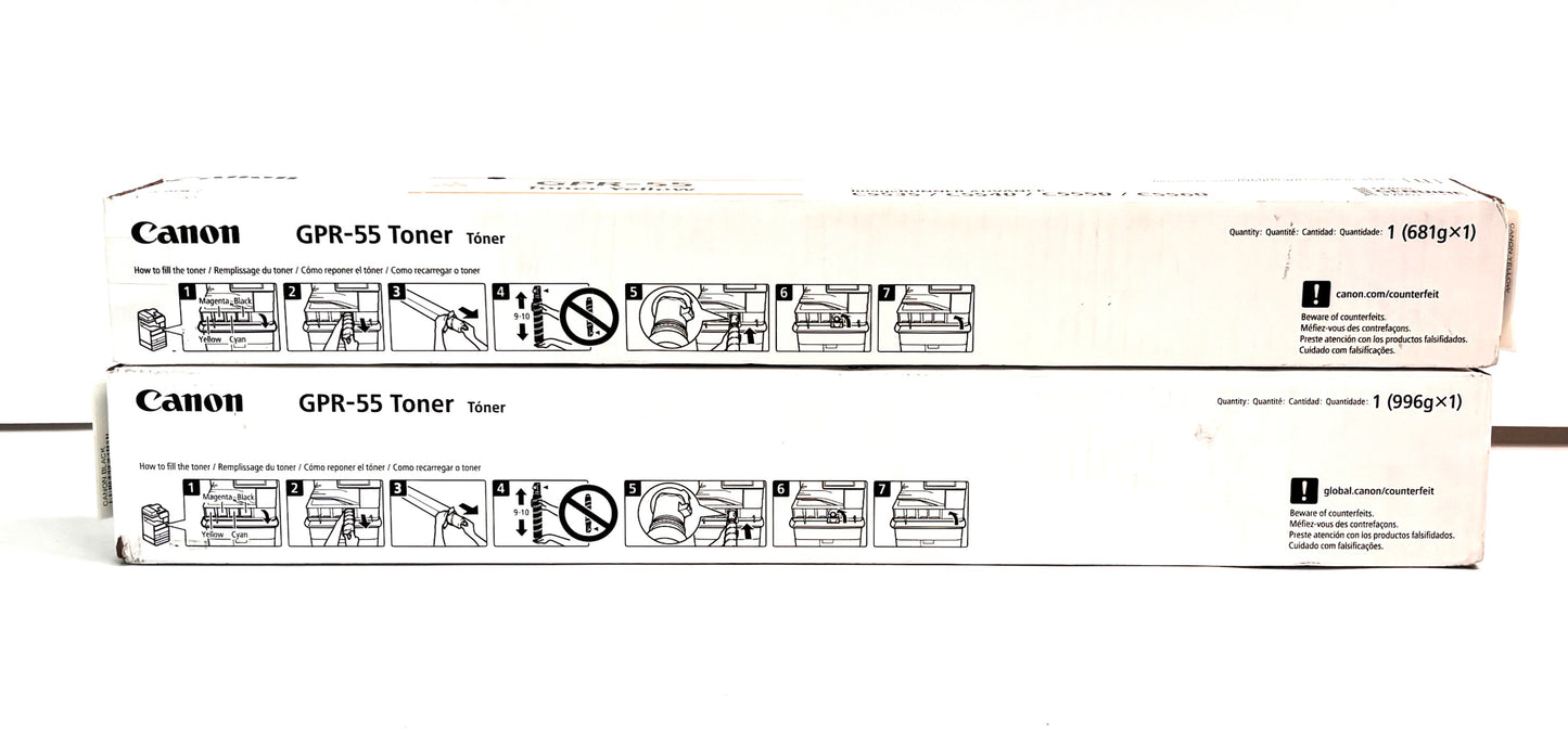 2 Genuine Canon iRA C5535,C5540,C5550,C5560 Yellow & Black Toners GPR55Y, GPR55K