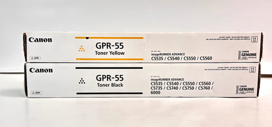 2 Genuine Canon iRA C5535,C5540,C5550,C5560 Yellow & Black Toners GPR55Y, GPR55K