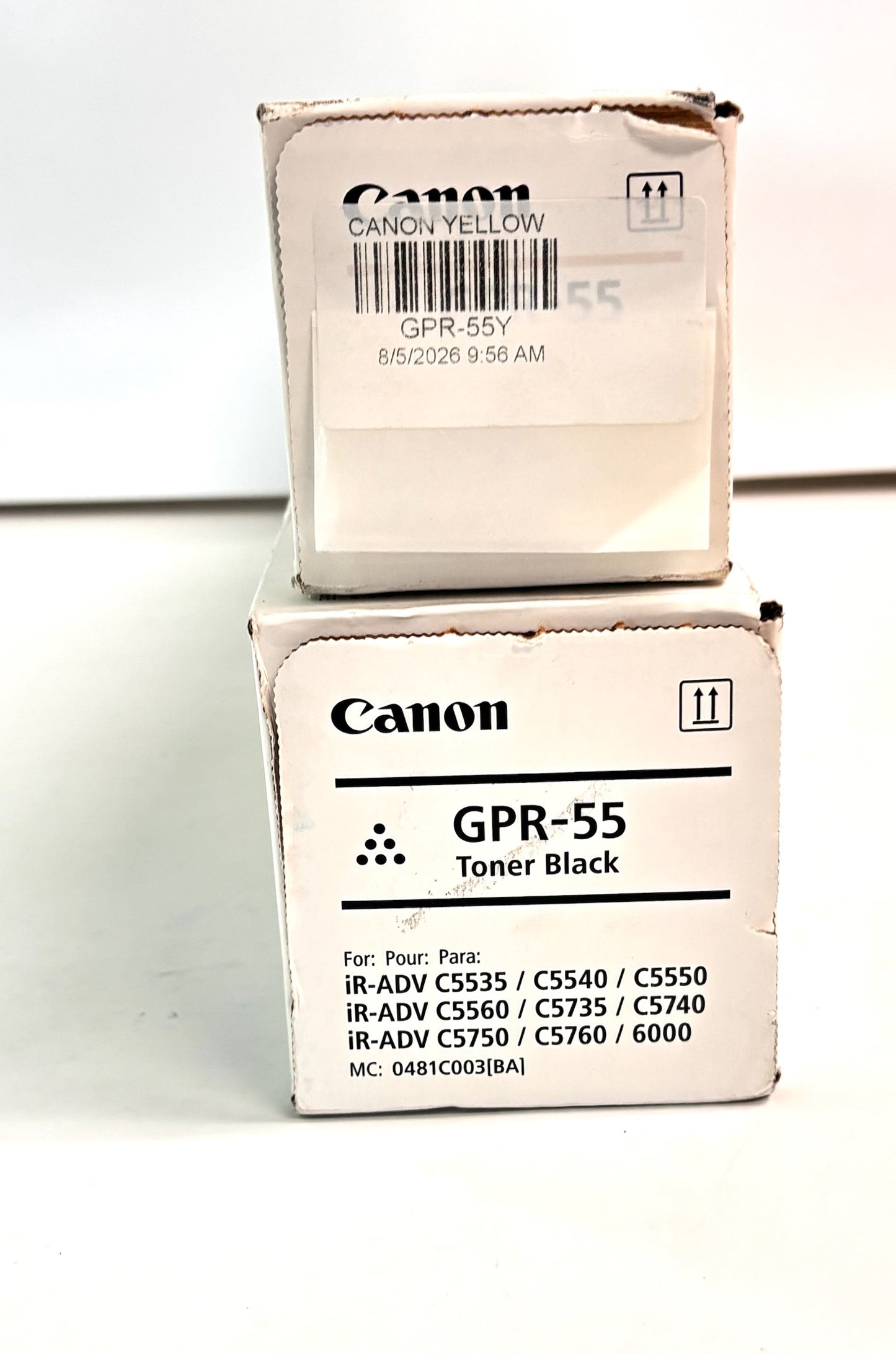 2 Genuine Canon iRA C5535,C5540,C5550,C5560 Yellow & Black Toners GPR55Y, GPR55K