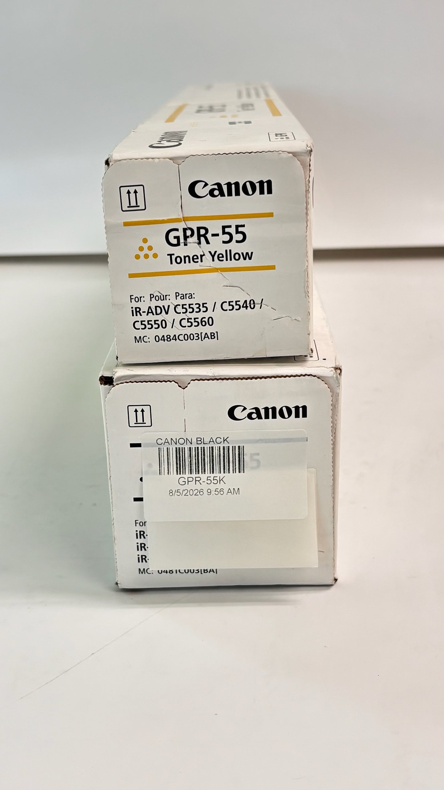 2 Genuine Canon iRA C5535,C5540,C5550,C5560 Yellow & Black Toners GPR55Y, GPR55K