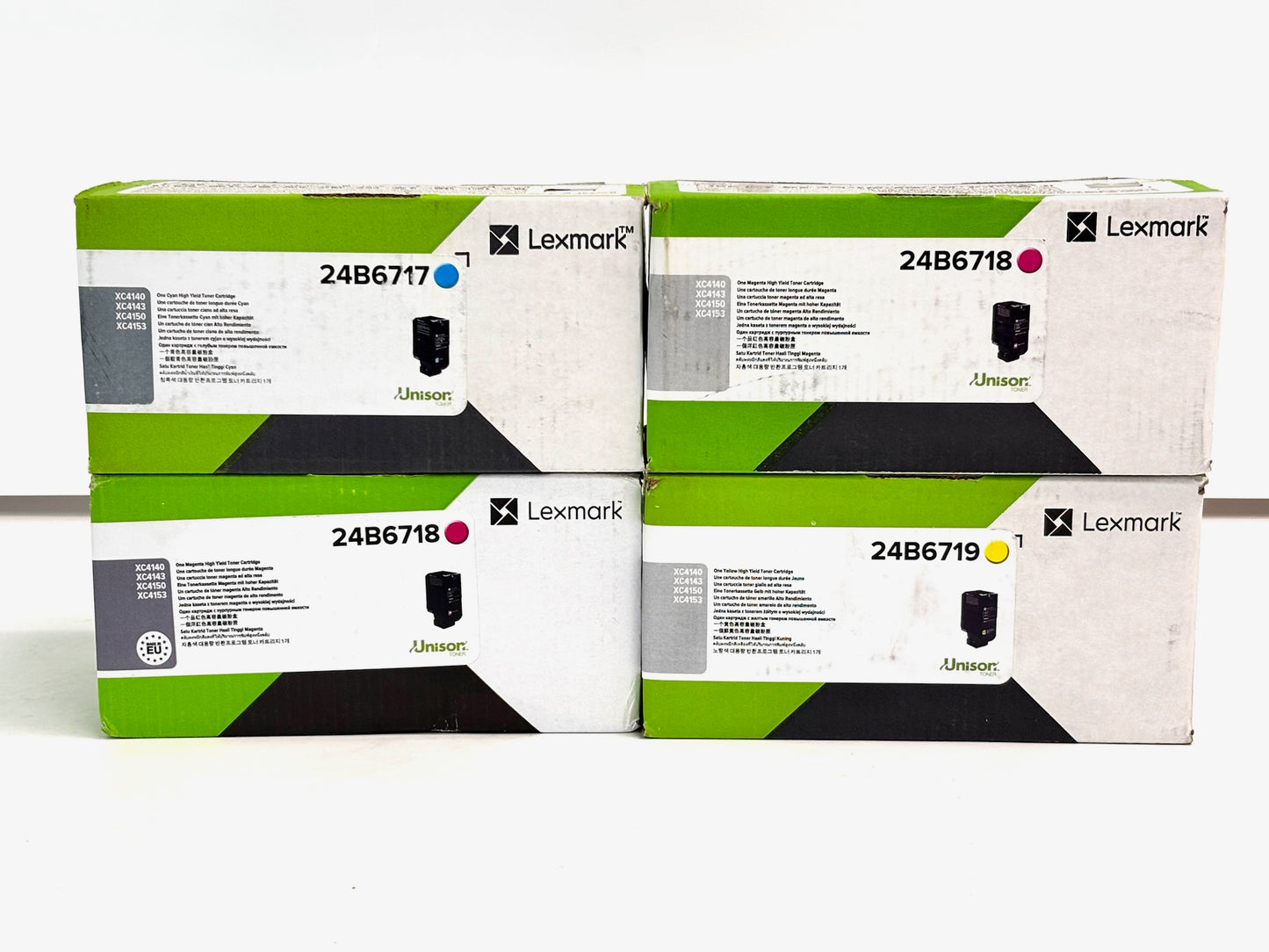 4 New Genuine Lexmark XC4140,XC4143 CMMY Toners 24B6717, 24B6718, 24B6719