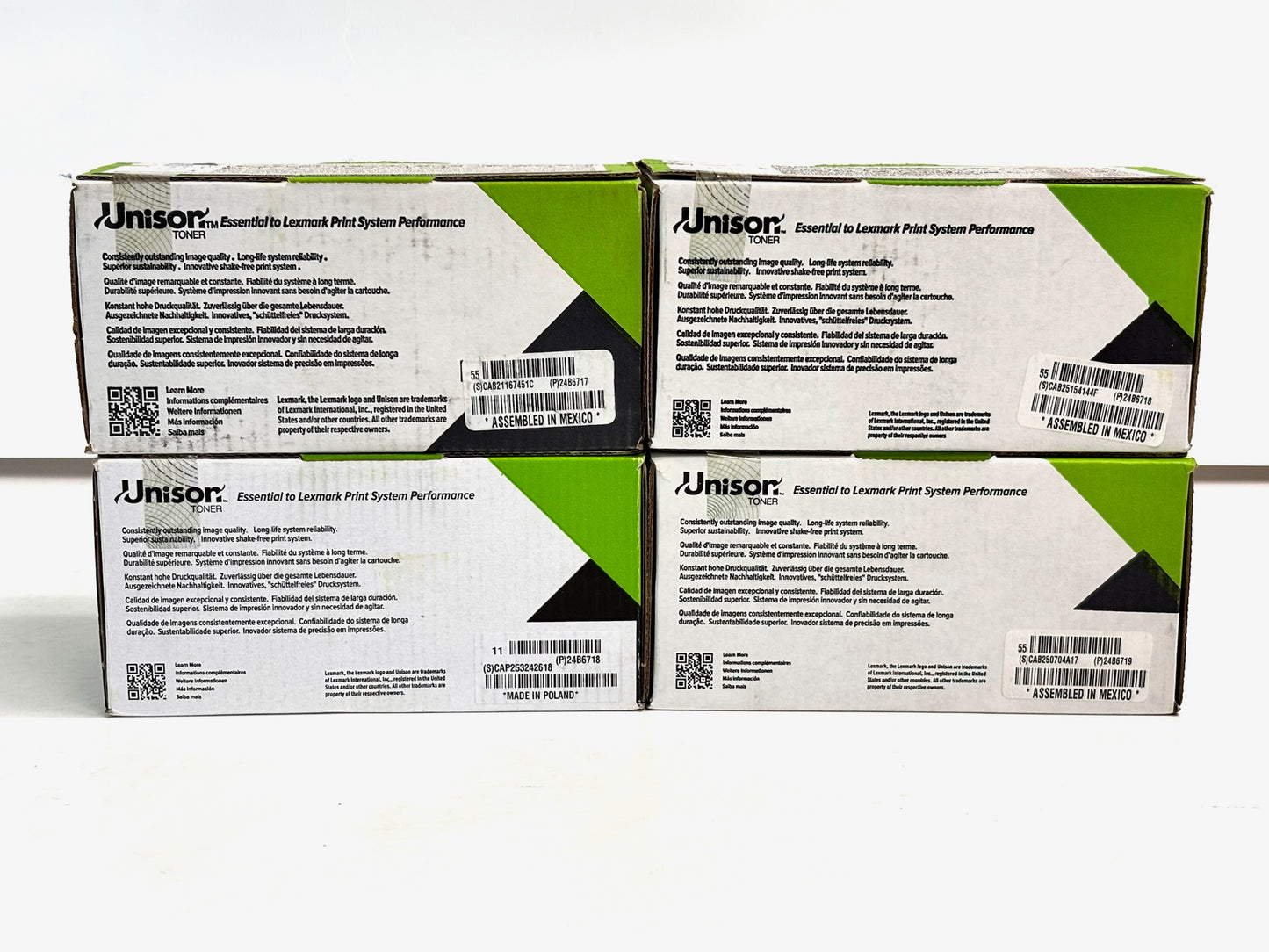 4 New Genuine Lexmark XC4140,XC4143 CMMY Toners 24B6717, 24B6718, 24B6719